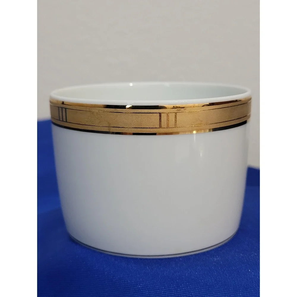 Porcelain Tea Coffee Cup and Saucer, Bernardaud Limoges Roulette Pattern